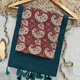 Rama Handloom Khadi Cotton Saree With Mango Print Blouse